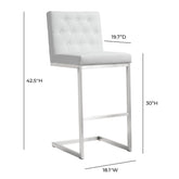 Helsinki White Performance Vegan Leather and Stainless Steel Barstool - Set of 2 Model: TOV-K3643